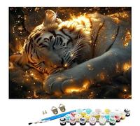Paint by Numbers for Adults Animal, Tiger Painting by Number Kits, DIY Canvas Oil Painting Kit Hobbies for Adults Women with 3 Brushes and Acrylic for Room Decor 12x16Inch/30x40CM Without Frame L8-618