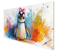 Paint by Numbers for Adults Animals 70x30cm Large Penguin Painting by Numbers for Adults Beginner DIY Color Oil Paintings on Canvas Kits with Acrylic Paints Brushes for Autumn Decorations Gifts P-08