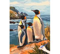 Paint by Numbers for Adults Animals Painting by Numbers for Adults Beginner DIY Penguin Color Oil Painting on Canvas Art and Craft Kits Autumn Decorations Gifts for Women (Without Frame) 70x90cm J-66