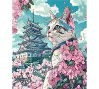 Paint by Numbers for Adults Architecture, Cat Painting by Numbers for Beginner, Acrylic DIY Colour in Canvas Oil Painting Art Crafts Kits for Wall Decor - (100x150cm/40x59 Inch, Without Frame) MK314