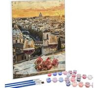 Paint by Numbers for Adults, Architecture Flower Painting by Number Kits On Canvas, Adults Beginners DIY Acrylic Oil Craft Art Painting Kits with Brushes Gifts for Wall Decor 36x48 Inch PjY3641 1-1