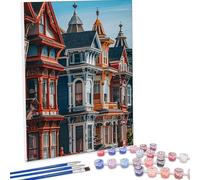 Paint by Numbers for Adults, Architecture House Painting by Number Kits On Canvas, Adults Beginners DIY Acrylic Oil Craft Art Painting Kits with Brushes Gifts for Wall Decor 40x53 Inch PjY4655 5-1