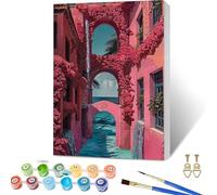 Paint by Numbers for Adults Architecture, Plant Paint by Numbers Kits with Frame, DIY Arts and Crafts for Beginners Oil Paintings with Brushes and Acrylic, for Room Decor, Relax, Gifts, 20x28in 8-1928