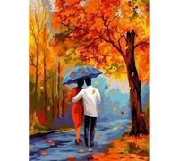 Paint by Numbers for Adults,Autumn Couple Scenery DIY Hand Painted Canvas Oil Painting Kit for Beginners,with Brushes and Acrylic Pigment paint by numbers for Home Wall Decor 20x30cm,Without Frame