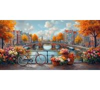 Paint by Numbers for Adults Autumn Paint by Numbers City DIY Canvas Oil Painting Kit for Kids or Beginner with Paint Brushes Acrylic Pigment for Home Room Decor 32x64in/80x160cm Without Frame F1-471