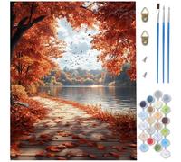 Paint by Numbers for Adults,Autumn Paint by Numbers,DIY Fallen Leaves Canvas Oil Painting Kit for Kids or Beginner with 3 Brushes Acrylic Pigment for Room Decor Gifts,Without Frame 24x32 inch D1-413