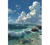 Paint by Numbers for Adults Beach, Cloud DIY Paint by Numbers Kits, Acrylic Painting Adult Crafts with Brushes and Acrylic, Arts and Crafts Canvas for Beginners Kits, for Home Decor, 20x28in A-4910