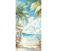 Paint by Numbers for Adults, Beach Coconut Tree Painting by Numbers for Adults Children, Acrylic Pigment On Symbols Canvas, Craft Kits Perfect Gifts, Home Wall Decortion (Frameless, 14x28in) O-614