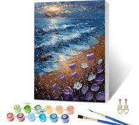 Paint by Numbers for Adults Beach, Flower Paint by Numbers Kits with Frame, DIY Arts and Crafts for Beginners Oil Paintings with Brushes and Acrylic, for Room Decor, Gifts for Women, 20x28in 1-3790