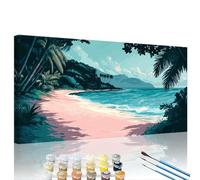Paint by Numbers for Adults Beach Paint by Numbers Coconut Trees DIY Kits for Adults Beginners, Color Canvas Oil Painting with Brushes & Pigment Set, Home Wall Decor Crafts Gift 35.4x70.9in XY#84
