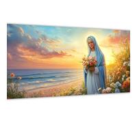 Paint by Numbers for Adults Beach, Paint by Numbers Our Lady DIY Kits for Adults Beginners, Color Canvas Oil Painting with 3 Brushes & Acrylic Set, Home Wall Decor Crafts Women Hobby 28x56in Y#A107