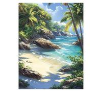 Paint by Numbers for Adults, Beach Painting by Numbers Sea View 12 x 16 in, DIY Hobbies for Adults Women, Painting on Canvas Using Acrylic Paint and Brushes, Wall Art Set for Room Decor LSJ-405