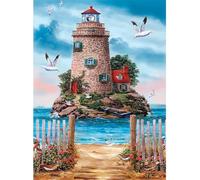 Paint by Numbers for Adults,Beautiful Lighthouse Cabin DIY Hand Painted Canvas Oil Painting Kit for Beginners,with Brushes and Acrylic Pigment paint by numbers for Home Wall Decor 60x75cm,with Framed