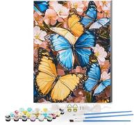 Paint by Numbers for Adults Beginner, Butterfly Painting by Numbers for Adults, Flowers Paint by Number for Children Kits, DIY Oil Painting Art Crafts Kits for Home Decor, (Unframed) 16x20inch E-25