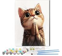 Paint by Numbers for Adults Beginner, Cat Painting by Numbers for Adults, Animals Paint by Number for Children Kits, DIY Oil Painting Art Crafts Kits Home Wall Decor Gift, (Unframed) 16x20inch D-96