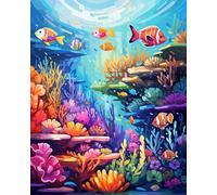 Paint by Numbers for Adults Beginner, DIY Oil Painting Set, 40x50cm Canvas Paint Brushes Acrylic Paint Kits,Home Decor Without Frame, (Reefs)