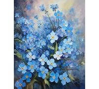 Paint by Numbers for Adults Beginner,Forget-Me-Not DIY Oil Painting Kit on Canvas with Paintbrushes and Acrylic Pigment, Arts Craft for Home Decor,40x50cm