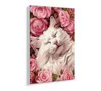 Paint by Numbers for Adults - Beginner - Friendly Oil Paint by Numbers Kits Rose cat Canvas Oil Painting Set with Acrylic Pigment & 3 Brushes - 30 x 40 cm DIY Home Wall Art Gifts, Unframed O-444