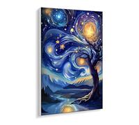Paint by Numbers for Adults - Beginner - Friendly Oil Paint by Numbers Kits Starry Sky Canvas Oil Painting Set with Acrylic Pigment & 3 Brushes - 40 x 50 cm DIY Home Wall Art Gifts, Unframed O-711