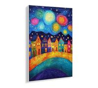Paint by Numbers for Adults - Beginner Friendly Oil Paint by Numbers Kits Starry sky town Canvas Oil Painting Set with Acrylic Pigment & 3 Brushes - 100 x 130 cm DIY Home Wall Art Gifts, Unframed O717