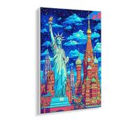 Paint by Numbers for Adults - Beginner Friendly Oil Paint by Numbers Kits Statue of Liberty Canvas Oil Painting Set with Acrylic Pigment & 3 Brushes - 60 x 80 cm DIY Home Wall Art Gifts, Unframed O799