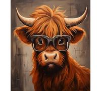Paint by Numbers for Adults Beginner Kits,Farm Animal Highland Cow,Paint by Number DIY Oil Painting Gift Kit for Home Wall Decor,40x50cm