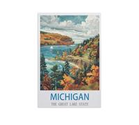 Paint by Numbers for Adults Beginner,Michigan The Great Lake State,DIY Oil Painting Kit on Canvas with Paintbrushes and Acrylic Pigment, Arts Craft for Home Wall Decor(50x60cm) 19.6x23.6 inches-GB70