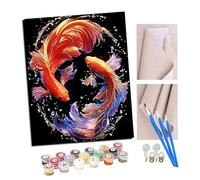 Paint by Numbers for Adults Beginner Pisces Playing in The Water DIY Acrylic Painting by Numbers Kits with Brushes Acrylic Pigment Home Decoration Brithday Gifts 16 x 20 inch with Frame