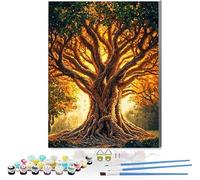 Paint by Numbers for Adults Beginner, Tree Painting by Numbers for Adults, Forest Paint by Number for Children Kits, DIY Oil Painting Art Crafts Kits Home Wall Decor Gift, (Unframed) 12x16inch E-31