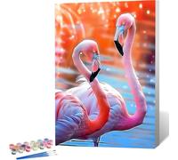 Paint by Numbers for Adults Beginners Animal Painting by Numbers for Adults Flamingo Paint by Numbers Kits Crafts for Adults Sip and Paint Kit, Paint By Numbers for Children Frame Kit 40x50cm D-6