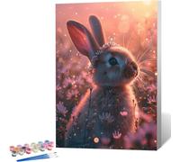 Paint by Numbers for Adults Beginners Animal Painting by Numbers for Adults Rabbit Paint by Numbers Kits Crafts for Adults Canvas Frame Kit, Paint by Numbers for Children, Paint-by-Numbers 30x40cm 1-M