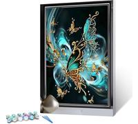 Paint by Numbers for Adults Beginners Butterfly Painting by Numbers for Adults Teal Paint by Numbers Kits Crafts Adults, Adult Paint By Numbers Children Painting by Numbers 30x40cm (Without Framed)