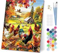 Paint by Numbers for Adults Beginners Chicken, Paint by Numbers Farm, Easy Diy Oil Painting Kits on Canvas with Brushes and Acrylic, Hobbies for Adults Women, Home Wall Decor Gifts 20x26 in G-4706