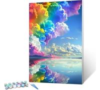 Paint by Numbers for Adults Beginners Cloudscape Painting by Numbers for Adults Rainbow Paint by Numbers Kits Crafts, Adult Paint By Numbers Children Painting by Numbers 40x50cm (Without Framed)