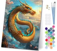 Paint by Numbers for Adults Beginners Dragon, Paint by Numbers Flower, Easy Diy Oil Painting Kits on Canvas with Brushes and Acrylic, Hobbies for Adults Women, Home Wall Decor Gifts 24x32 in I-8848