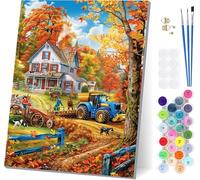 Paint by Numbers for Adults Beginners Houses, Paint by Numbers Farm, Easy Diy Oil Painting Kits on Canvas with Brushes and Acrylic, Hobbies for Adults Women, Home Wall Decor Gifts 16x20 in D-2395