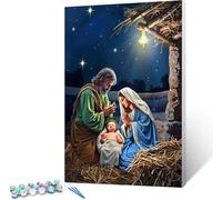 Paint by Numbers for Adults Beginners Jesus Painting by Numbers for Adults Birth Paint by Numbers Kits Crafts for Adults, Adult Paint By Numbers Children Painting by Numbers 30x40cm (Include Framed)