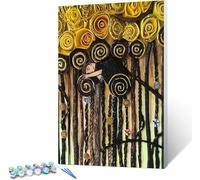 Paint by Numbers for Adults Beginners Kiss Painting by Numbers for Adults Klimt Paint by Numbers Kits Crafts for Adults, Adult Paint By Numbers Children Painting by Numbers 50x65cm (Without Framed)