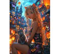 Paint by Numbers for Adults Beginners, Magical Girl, DIY Acrylic Drawing Kit Arts and Crafts, Adults' Paint-by-Number Kits(No Frame), for Home Wall Decor, Kids/Family/Friends Gifts 60x80cm WM0L-527