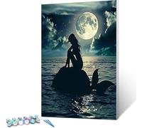 Paint by Numbers for Adults Beginners Mermaid Painting by Numbers for Adults Moon Paint by Numbers Kits Crafts for Adults, Adult Paint By Numbers Children Painting by Numbers 30x40cm (Without Framed)