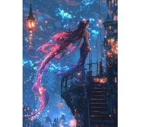 Paint by Numbers for Adults Beginners, Mermaid's Back, DIY Acrylic Drawing Kit Arts and Crafts, Adults' Paint-by-Number Kits(No Frame), for Home Wall Decor, Kids/Family/Friends Gifts 20x30cm WM0L-501