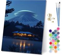 Paint by Numbers for Adults Beginners Mount Fuji, Paint by Numbers Canvas Houses, Easy Diy Acrylic Pigment Drawing Arts and Crafts, Hobbies for Adults Women, for Home Wall Decor Gifts 16x20 in 0-8024