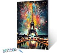 Paint by Numbers for Adults Beginners Paris Painting by Numbers for Adults Eiffel Tower Paint by Numbers Kits Crafts, Adult Paint By Numbers Children Painting by Numbers 50x65cm (Include Framed)