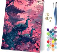 Paint by Numbers for Adults Beginners Peacock, Paint by Numbers Canvas Architecture, Easy Diy Acrylic Pigment Drawing Arts and Crafts, Hobbies for Adults Women, for Room Decor Gifts 32x44 in 1-8944