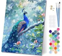 Paint by Numbers for Adults Beginners Peacock, Paint by Numbers Plant, Easy Diy Oil Painting Kits on Canvas with Brushes and Acrylic, Hobbies for Adults Women, Home Wall Decor Gifts 12x16 in L-3329