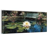 Paint by Numbers for Adults Beginners Pond Lotus Designs, Canvas Paint by Numbers without Frame, DIY Adult Crafts Oil Paints Set, Acrylic Paints Set with Brushes, for Home Decoration 12x24in h-q-8476