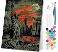 Paint by Numbers for Adults Beginners Statue Of Liberty, Paint by Numbers City, Easy Diy Oil Painting Kits on Canvas with Brushes and Acrylic, Hobbies for Adults Women, Room Decor 16x20 in W-9654