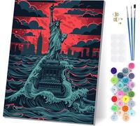 Paint by Numbers for Adults Beginners Statue Of Liberty, Paint by Numbers Ocean, Easy Diy Oil Painting Kits on Canvas with Brushes and Acrylic, Hobbies for Adults Women, Room Decor 16x20 in E-3049