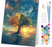 Paint by Numbers for Adults Beginners Sunset, Paint by Numbers Tree Of Life, Easy Diy Oil Painting Kits on Canvas with Brushes and Acrylic, Hobbies for Adults Women, Home Wall Decor 20x26 in D-7708