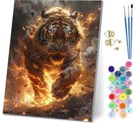 Paint by Numbers for Adults Beginners Tiger, Paint by Numbers Canvas Flame, Easy Diy Acrylic Pigment Drawing Arts and Crafts, Hobbies for Adults Women, for Room Decor, Gifts for Women 40x54 in 1-6893